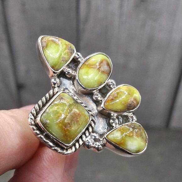 Palomino Turquoise Cluster Ring Size 7 Sterling Silver Southwestern Style - Picture 3 of 9